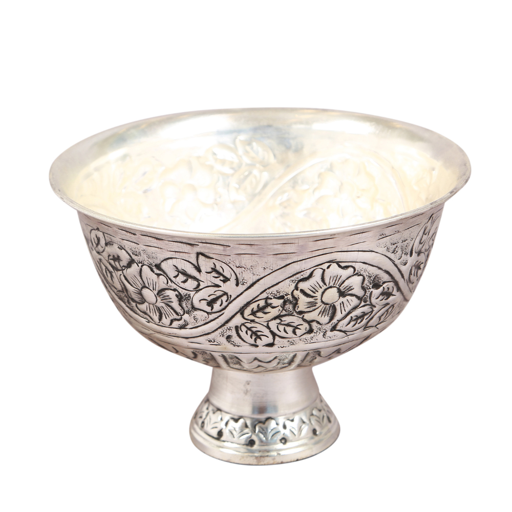 Silver Finish Bowl | Centre Piece | Serve Ware | Dining Room Decor | Artisanal | Hand-Crafted | 6.2"