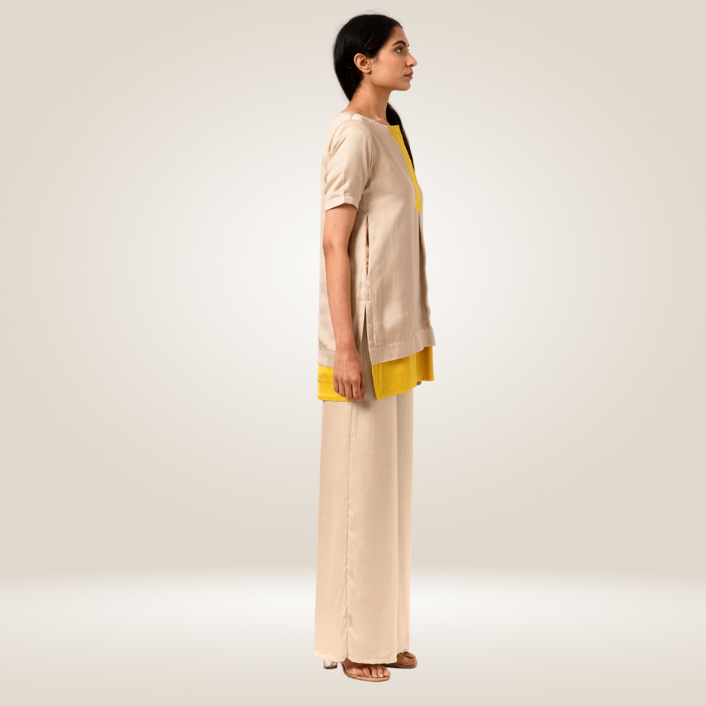 Ecru Yellow Blouse Top | Bemberg Modal Silk | Sustainable