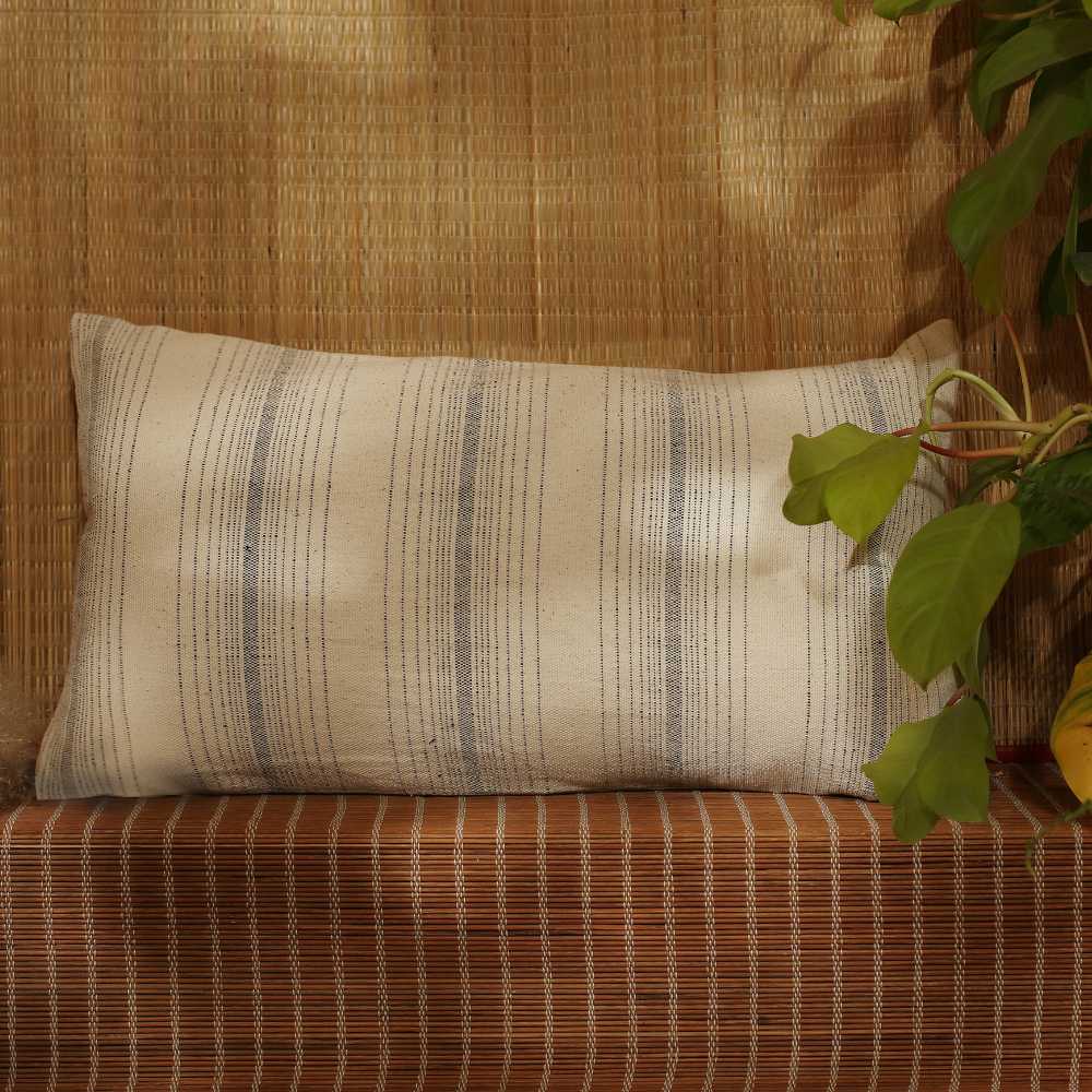 Organic Cotton Lumbar Cushion Cover | Hand-Woven | 14" x 24"