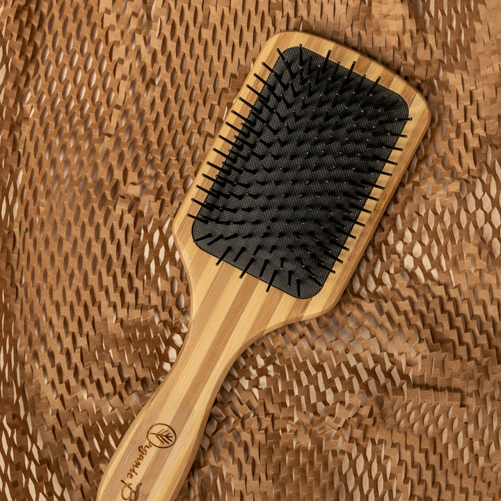 Premium Wooden Paddle Hair Brush with Bamboo Bristles (Large Size)