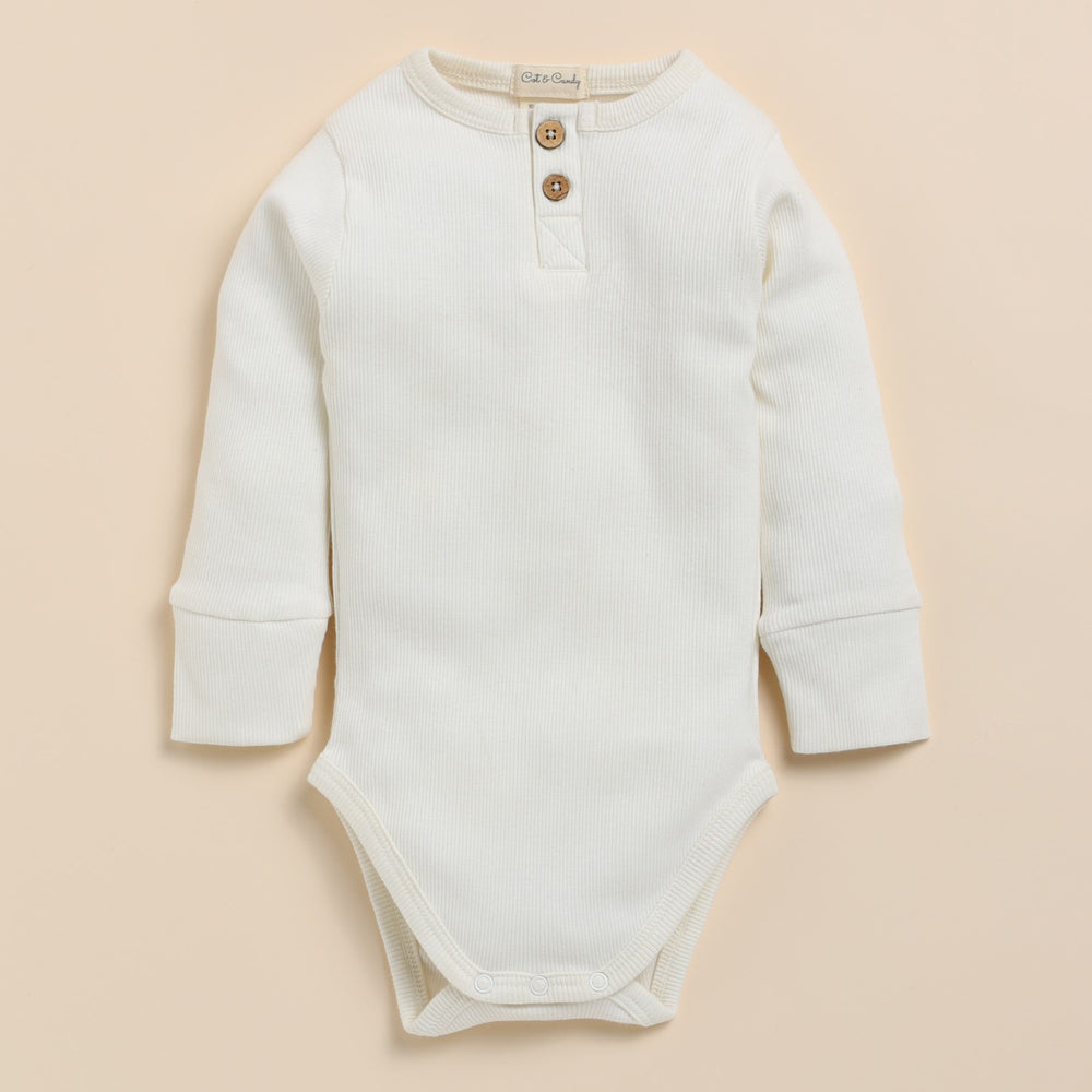 Soft Cotton Baby Bodysuit | Combo Pack of 2 | White & Ginger