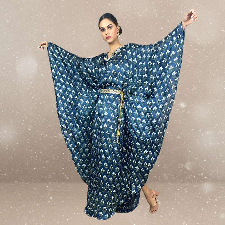 Wink Tulip Ajrakh Modal Kaftan | Hand-Block Print | Radiant Reverie