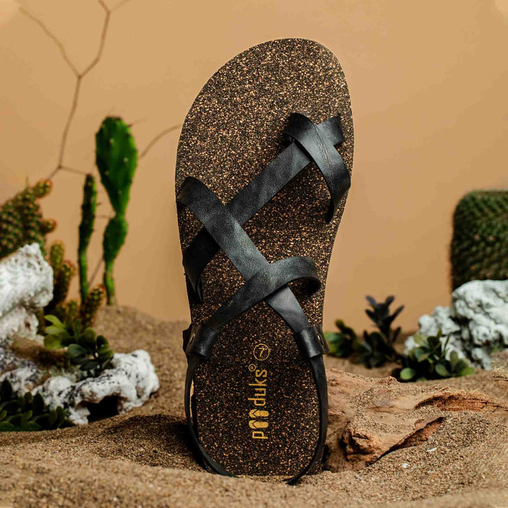 Waterproof Cork Slingback Sandals | X Cross Designed Flats for Men | Brown