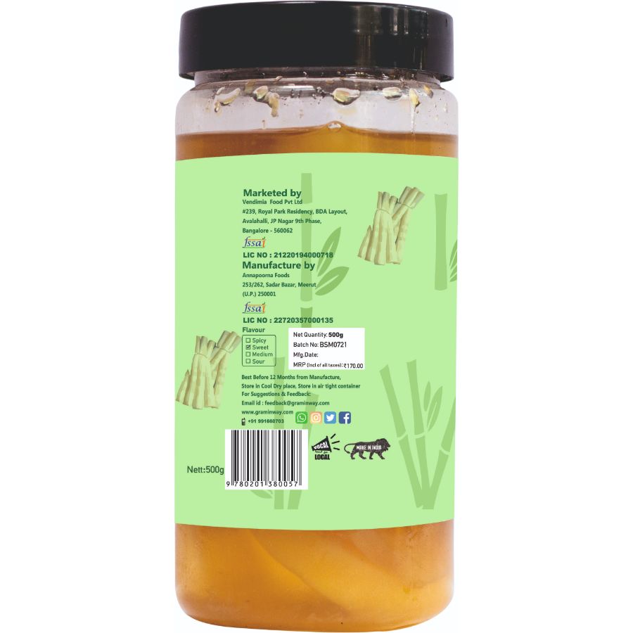 Bamboo Shoots Murabba | Sweet & Tangy Preserve | Tasteful | Bottle of 500 GM