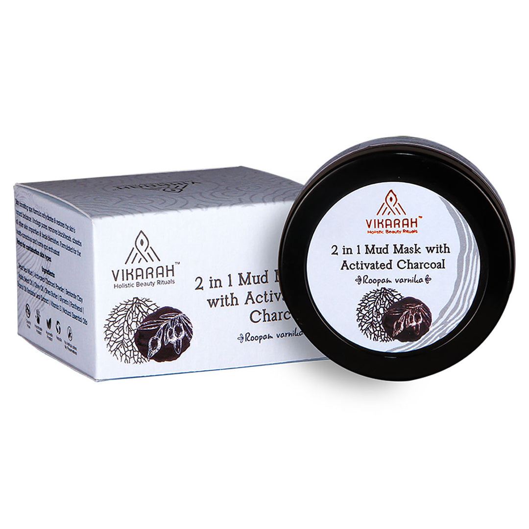 2-in-1 Mud Mask with Activated Charcoal | Wrinkle Reducing | Combination Skin | 40 GM 