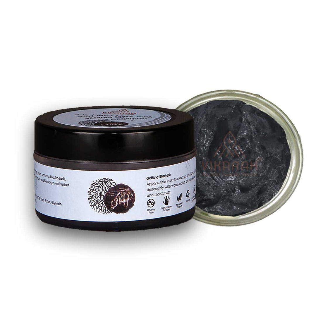 2-in-1 Mud Mask with Activated Charcoal | Wrinkle Reducing | Unclogs Pores