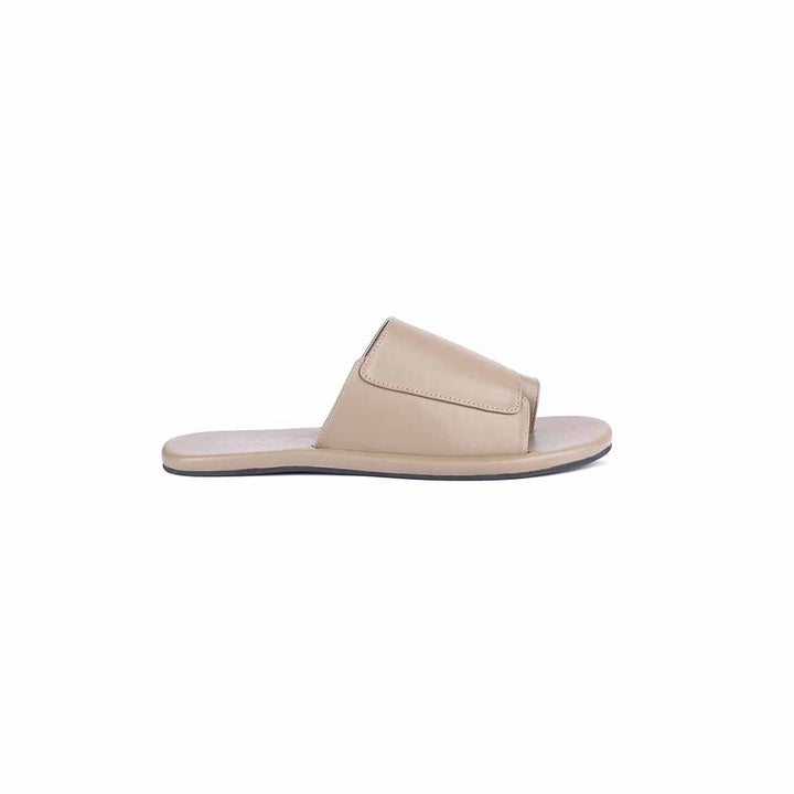 Consciously Designed Cloak Vegan Leather Slides | Beige Flats For Men