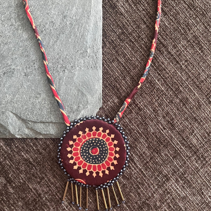 Ethnic Necklace For Women | Ajrakh Block Print | Danglers | Artistic And Elegant