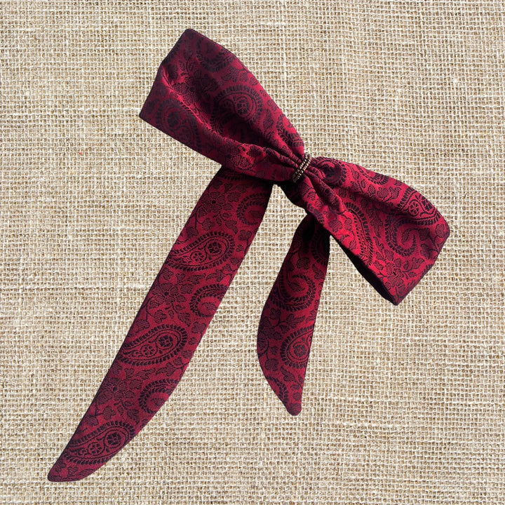 Knotted Headband for Women | Maroon Banarasi Silk | Hair Friendly | Free Size