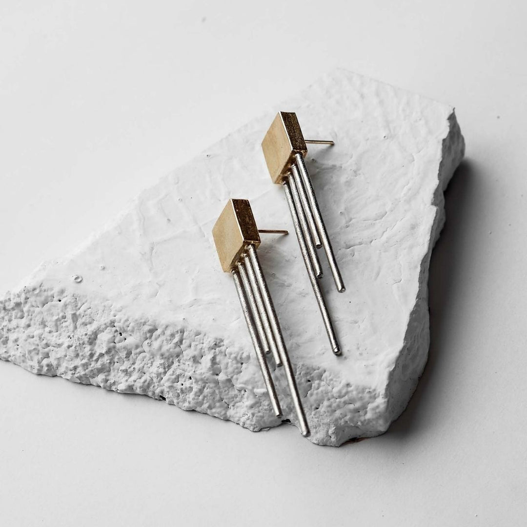 Dual Finish Brass Earrings For Women | Exquisitely Hand Crafted | Gold & Silver 