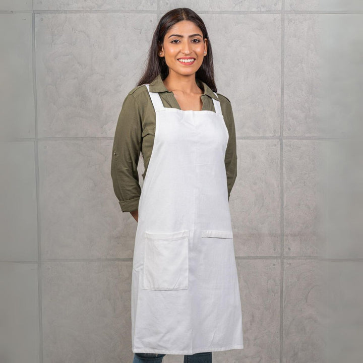 Cotton No Tie Cross Back Apron With Pockets | Versatile Usage | Pastel Colours 