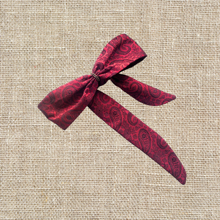 Knotted Headband for Women | Maroon Banarasi Silk | Hair Friendly | Free Size