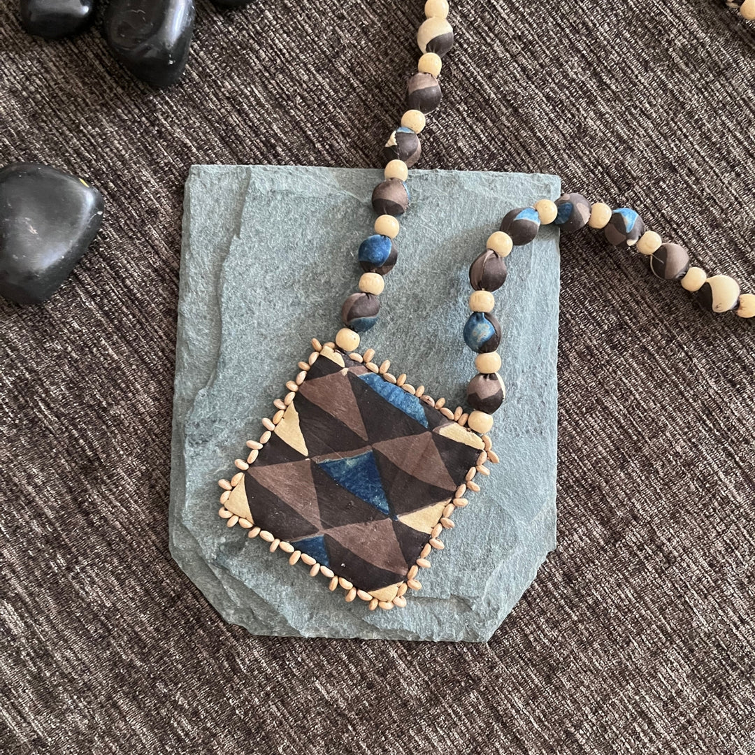 Ajrakh Necklace For Women | Hand Crafted | Square Pendant | Ethnic Jewelry