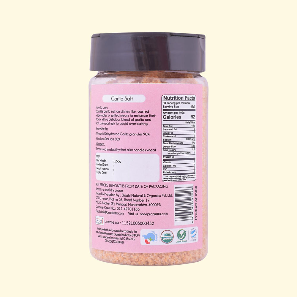 Natural Garlic Salt | Organic | Hand-Pounded | Highly Nutritious | 100 GM