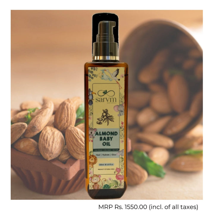 Almond Baby Oil | Vitamin & Omega-3 Rich | Skin Softening Brightening & Healing