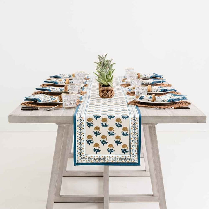 dining-table-runner-teal-blue-mustard-floral-print-cotton-12x72-inches