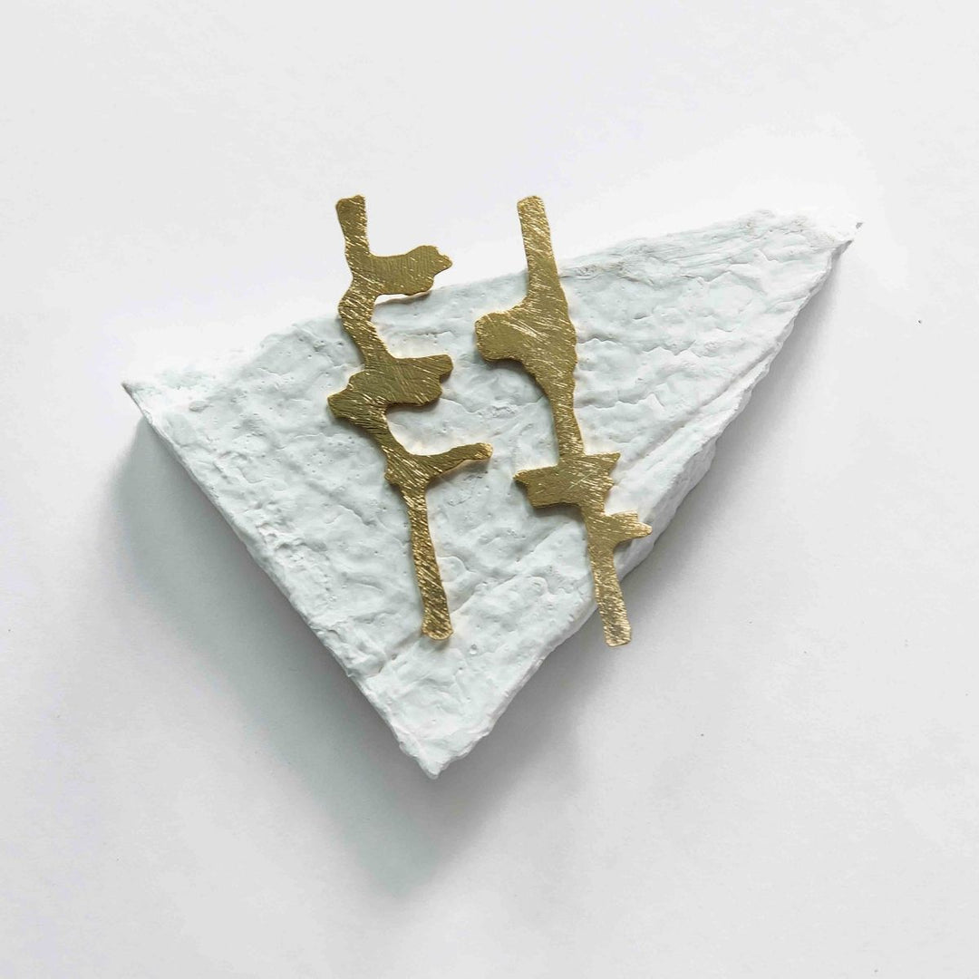 Sans Titre | Gold Finish Brass Earrings | Hand-Crafted | Sustainable | Eclectic