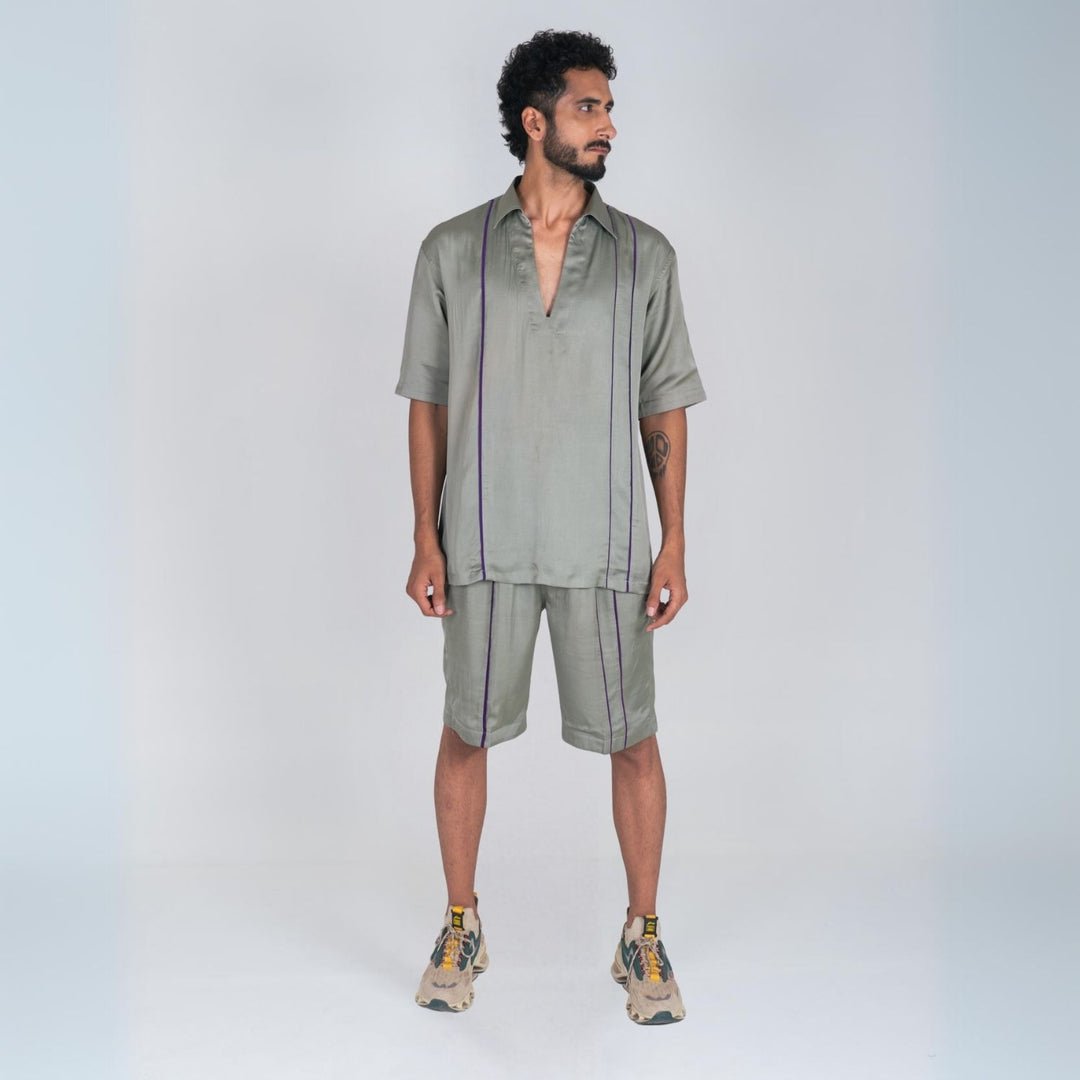 Green Co-ord Set For Men | Color Block | Modern Casual | Sustainably Stylish