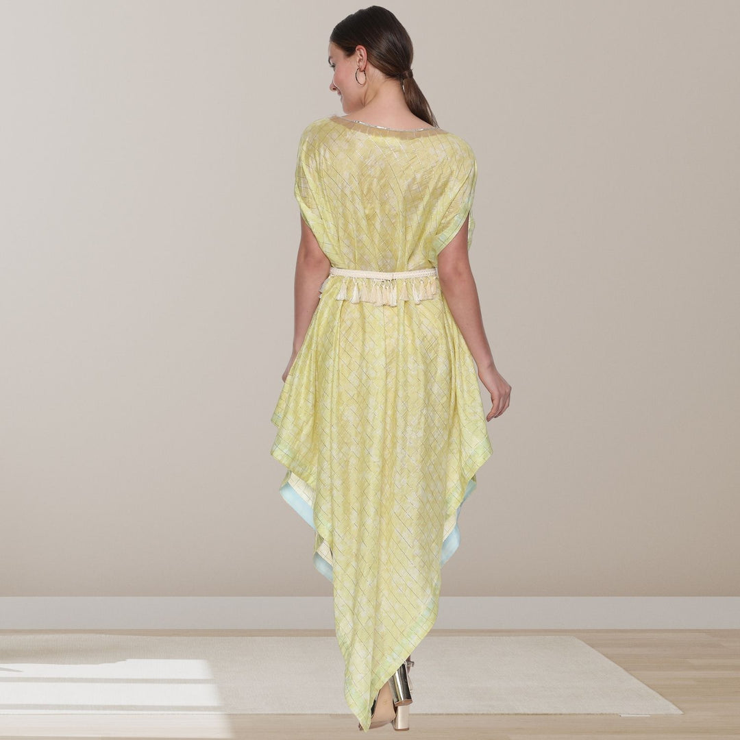 Solstice Drape Dress | Chanderi Silk | Comfortable & Smart | Pastel Yellow