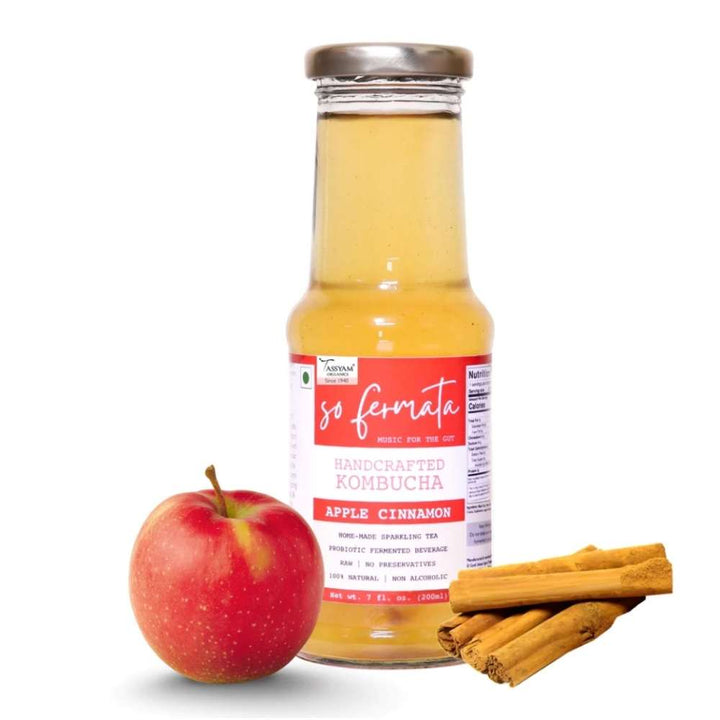 Handcrafted Apple Cinnamon Kombucha | Organic | Probiotic | Gut Health | 200 ML