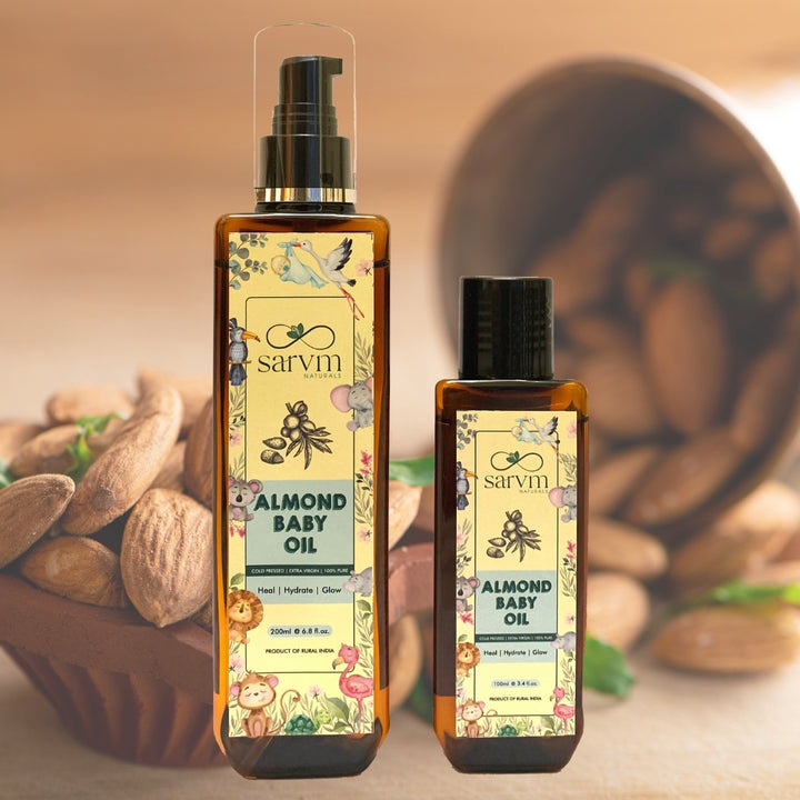 Almond Baby Oil | Vitamin & Omega-3 Rich | Skin Softening And Brightening | Natural