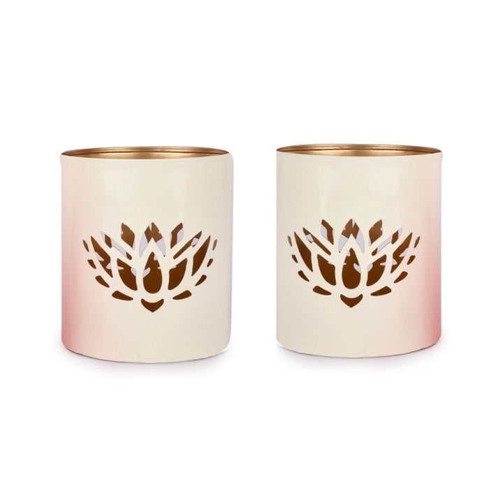 Roshni Lotus Votives/Candle Holder | Table Top Accent | Festive Decor | Hand-Crafted | 4" | Set of 2