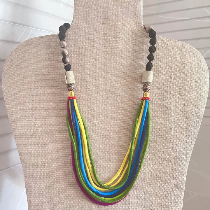 Multi Strands Necklace For Women | Made of Ajrakh And Silk | Festive & Vibrant