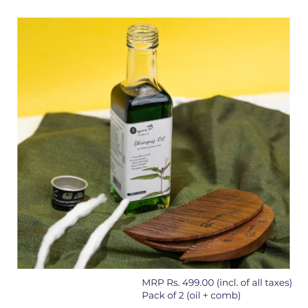 Bhringraj Oil With Wooden Applicator Combo