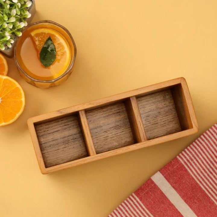 Cresta Cutlery Caddy | Premium Teak Wood | Hand-Crafted | 8 Inch