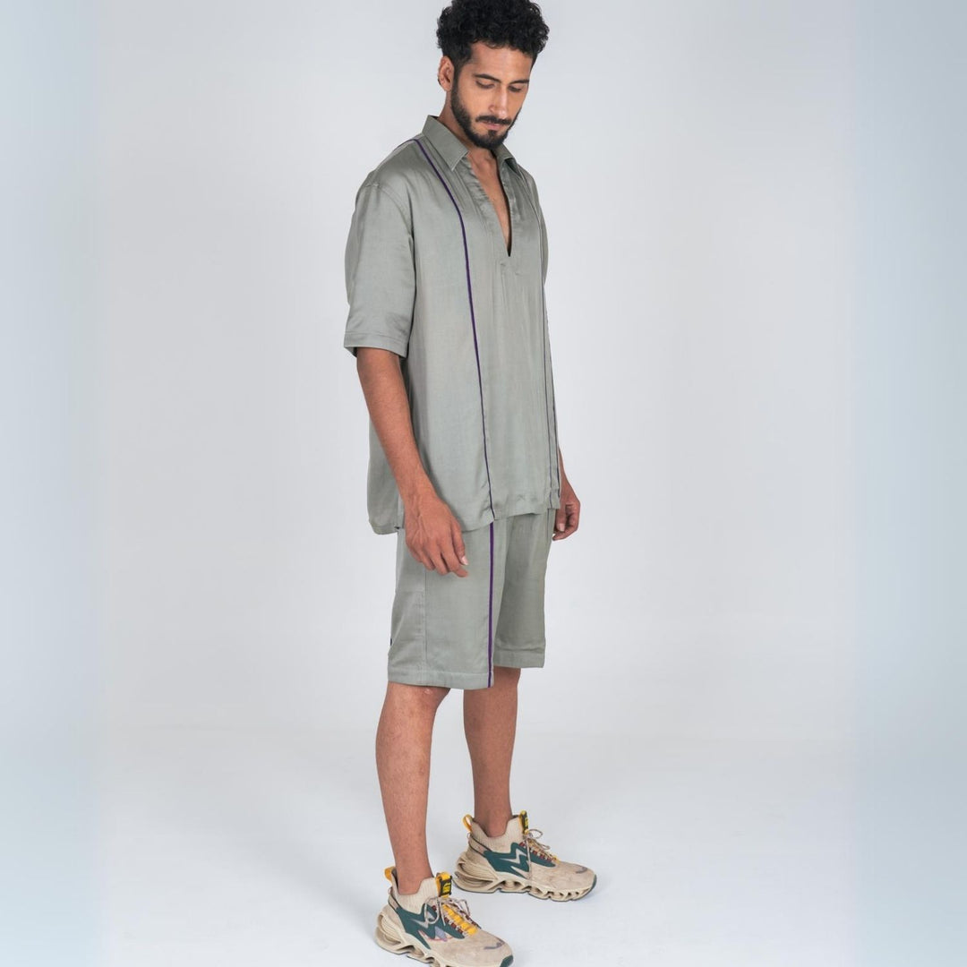 Green Co-ord Set For Men | Color Block | Modern Casual | Sustainably Stylish