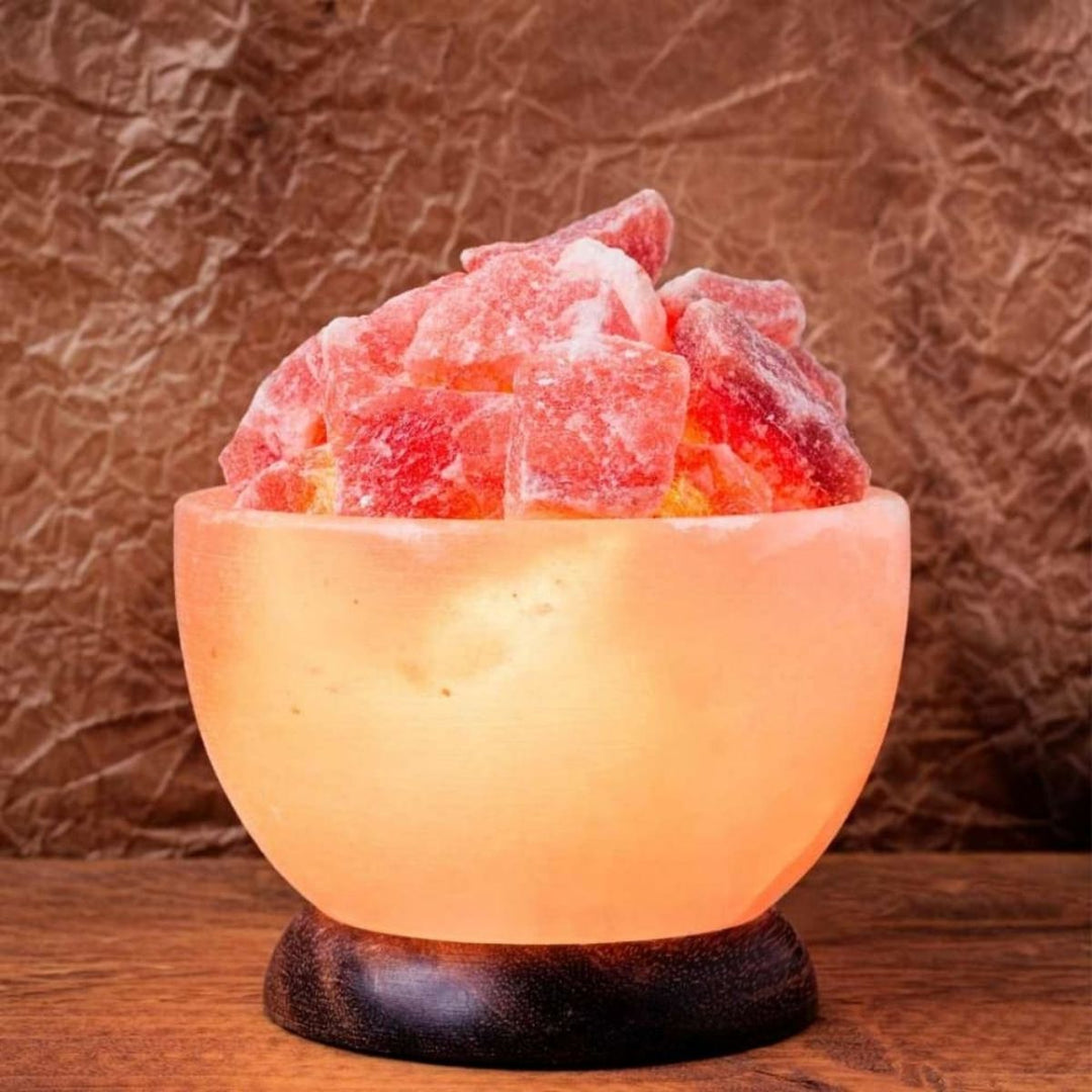 Bowl Himalayan Salt Lamp Fire | Hand-Crafted 