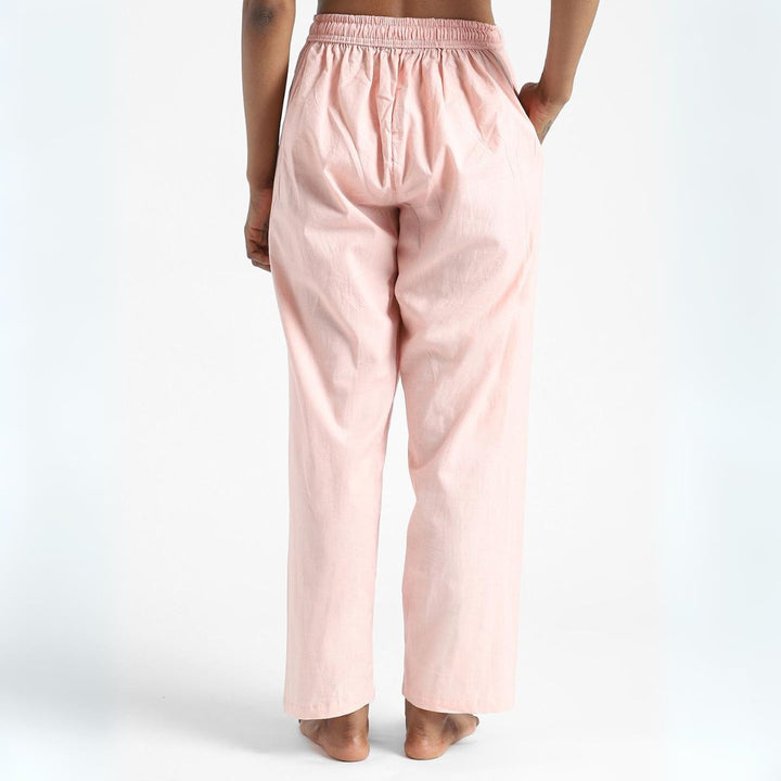 Womens Cotton Pants | Organic | Naturally Dyed | Hand Woven | Pastel Pink