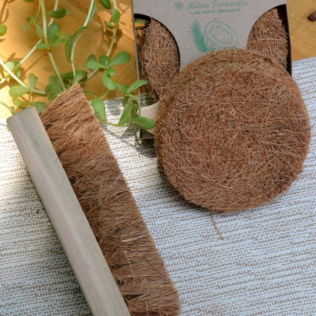 Coir Scrub & Laundry Brush | Coconut Fiber | Handmade | Sustainable | Set Of 2