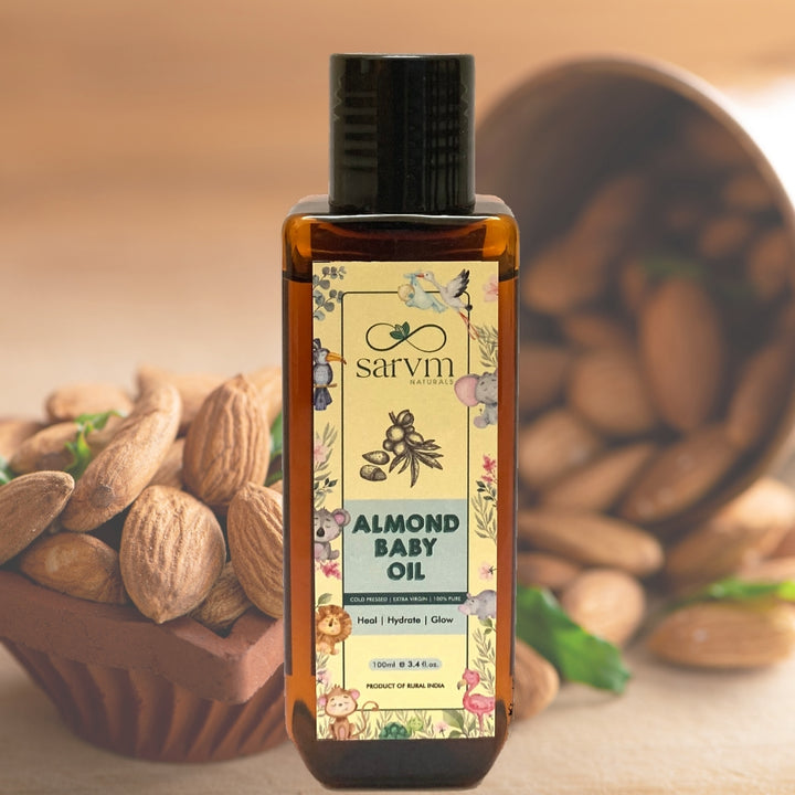 Almond Baby Oil | Vitamin & Omega-3 Rich | Skin Softening And Brightening | Natural