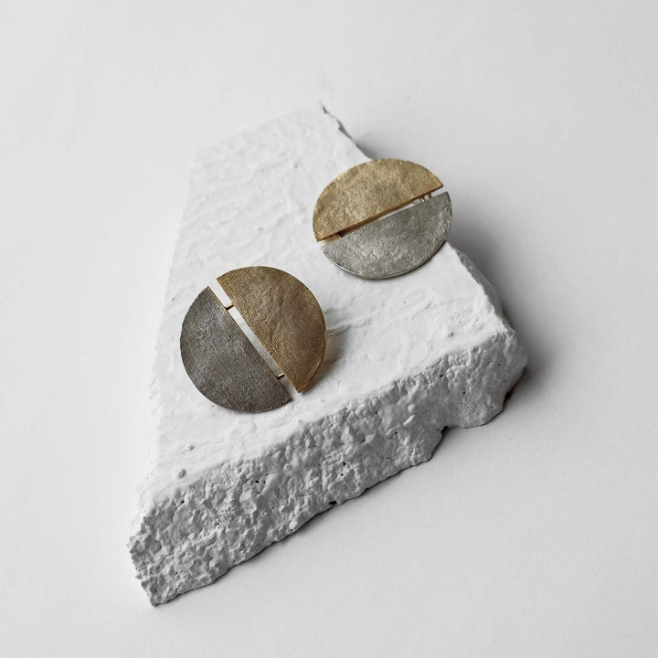 Yin Yang | Dual Finish Brass Earrings | Sustainably Crafted | Aesthetic