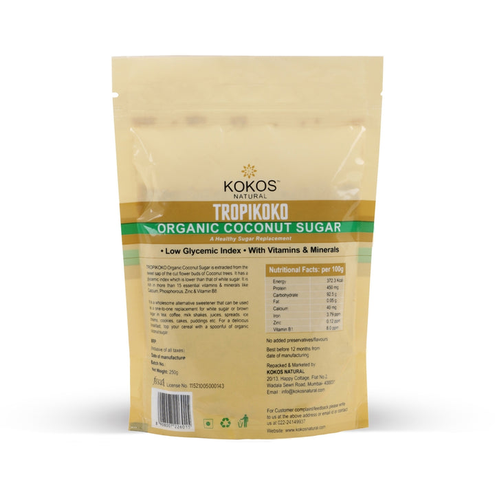 Organic Coconut Palm Sugar | Natural and Pure | Low Glycemic Index | 250 GM