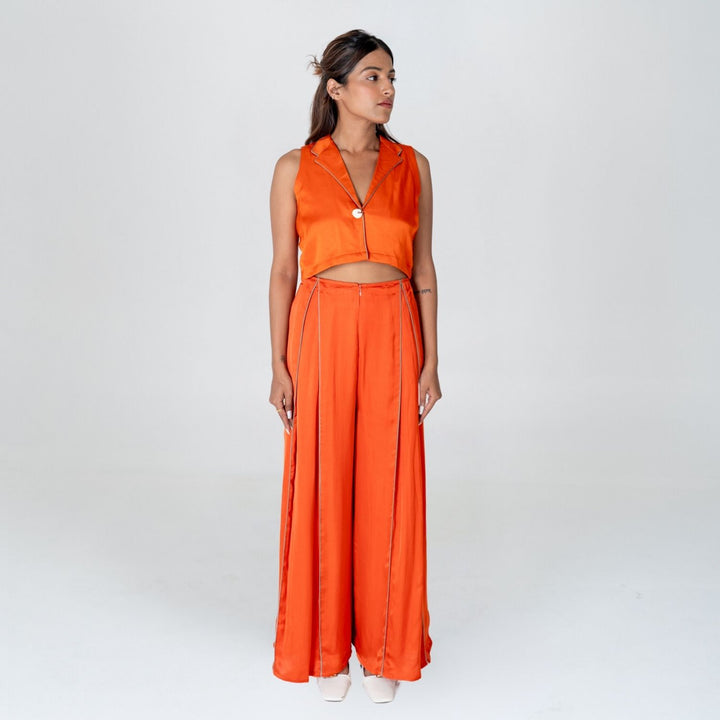 Orange Sleeveless Waistcoat Co-ord Set | Bemberg Modal | Sustainable