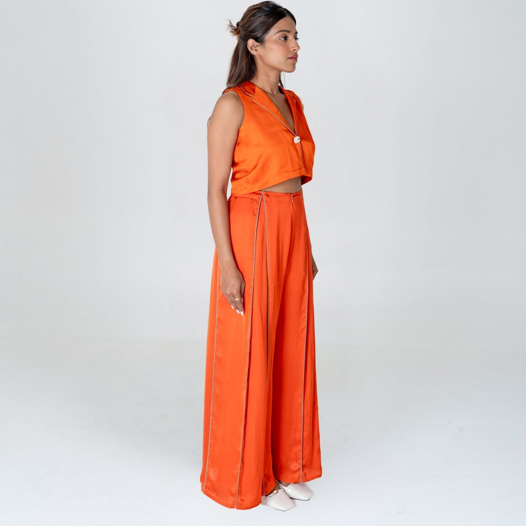 Orange Sleeveless Waistcoat Co-ord Set | Bemberg Modal | Sustainable