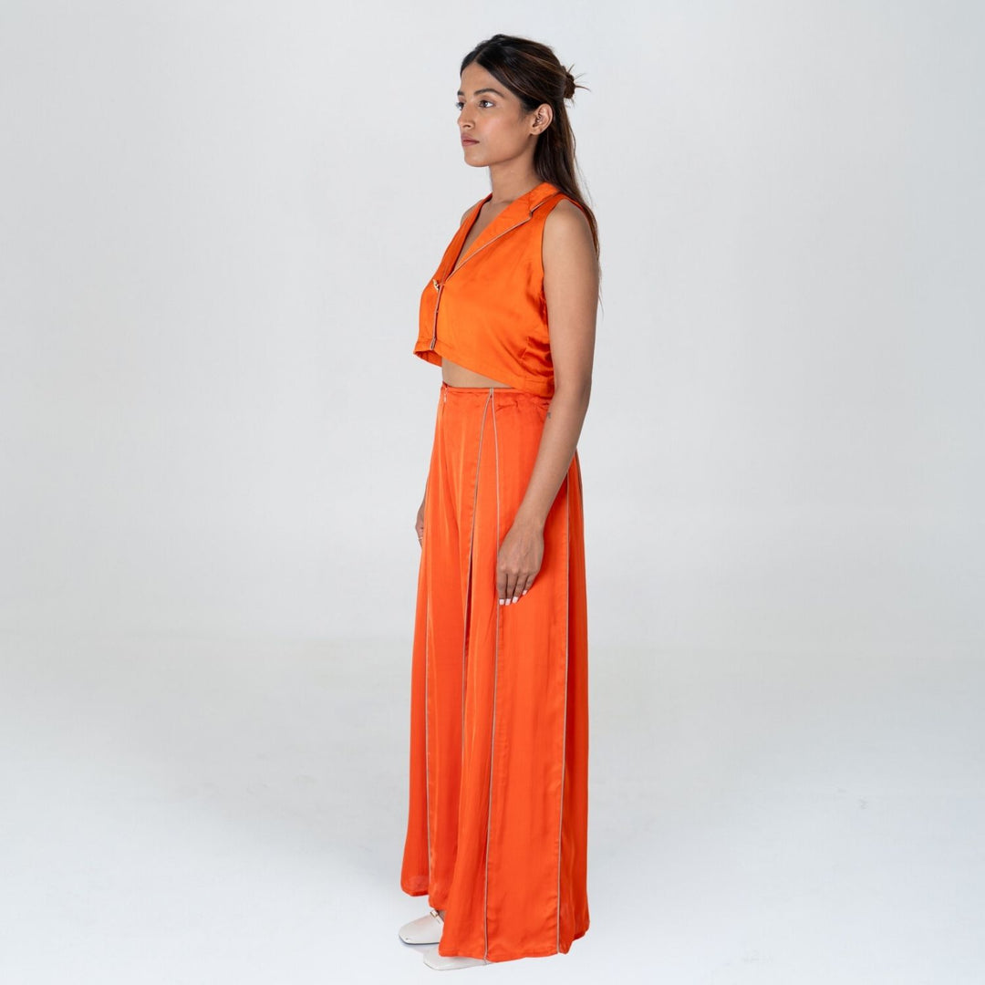 Orange Sleeveless Waistcoat Co-ord Set | Bemberg Modal | Sustainable