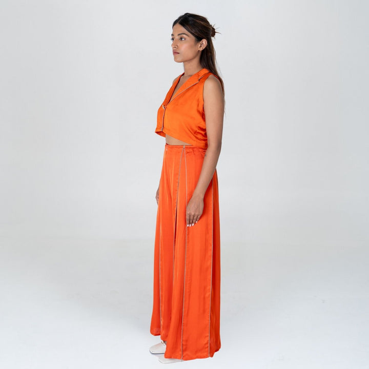 Orange Sleeveless Waistcoat Co-ord Set | Bemberg Modal | Sustainable