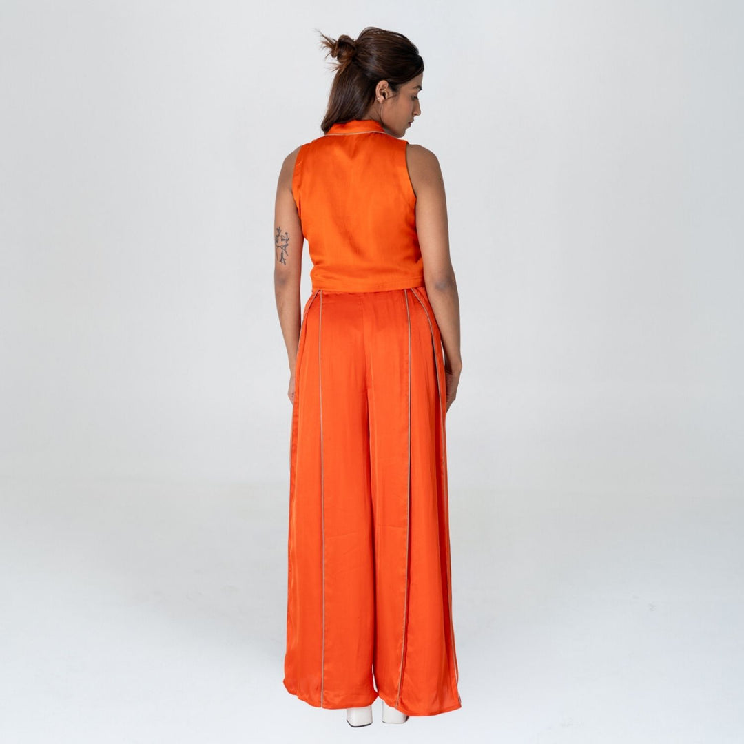 Orange Sleeveless Waistcoat Co-ord Set | Bemberg Modal | Sustainable