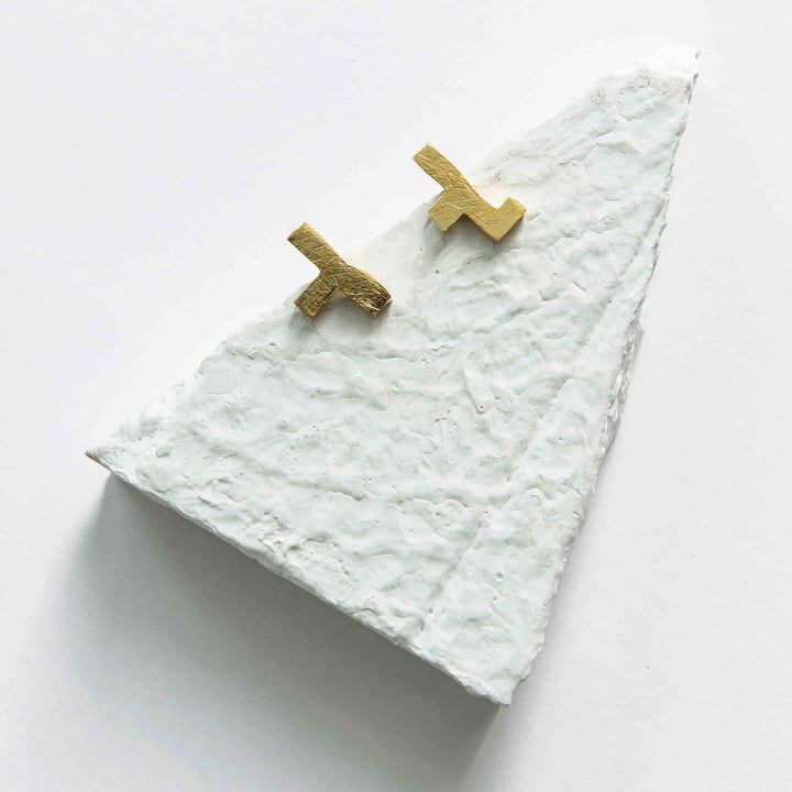 Leku Stud | Gold Finish Brass Earrings | Hand-Crafted | Sustainable | Eclectic