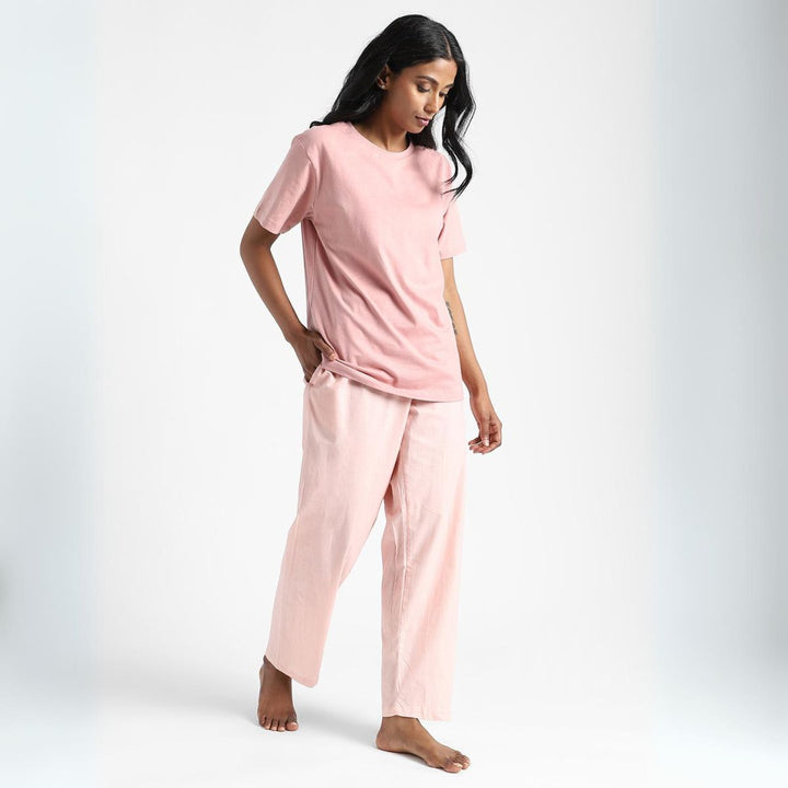 Womens Cotton Pants | Organic | Naturally Dyed | Hand Woven | Pastel Pink