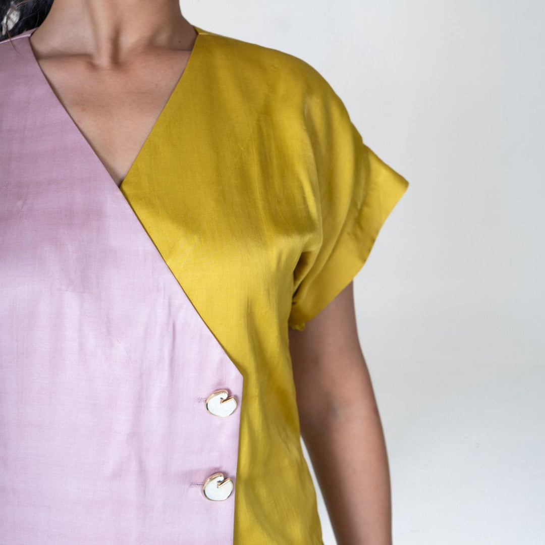 Pink-Yellow Short Co-ord Set | Bemberg Modal | Effortless Match