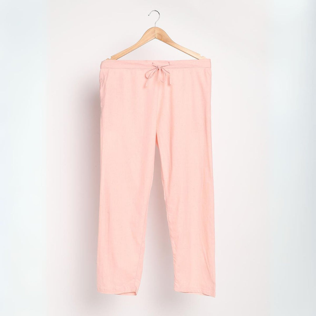 Womens Cotton Pants | Organic | Naturally Dyed | Hand Woven | Pastel Pink