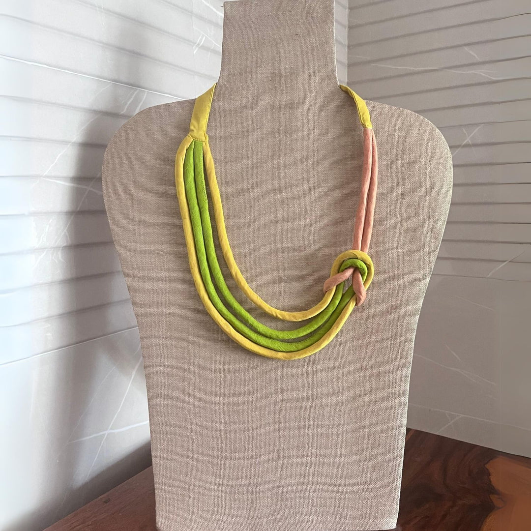 Handcrafted Necklace | Women | Eclectic Style | Minimalistic Fabric Jewelry