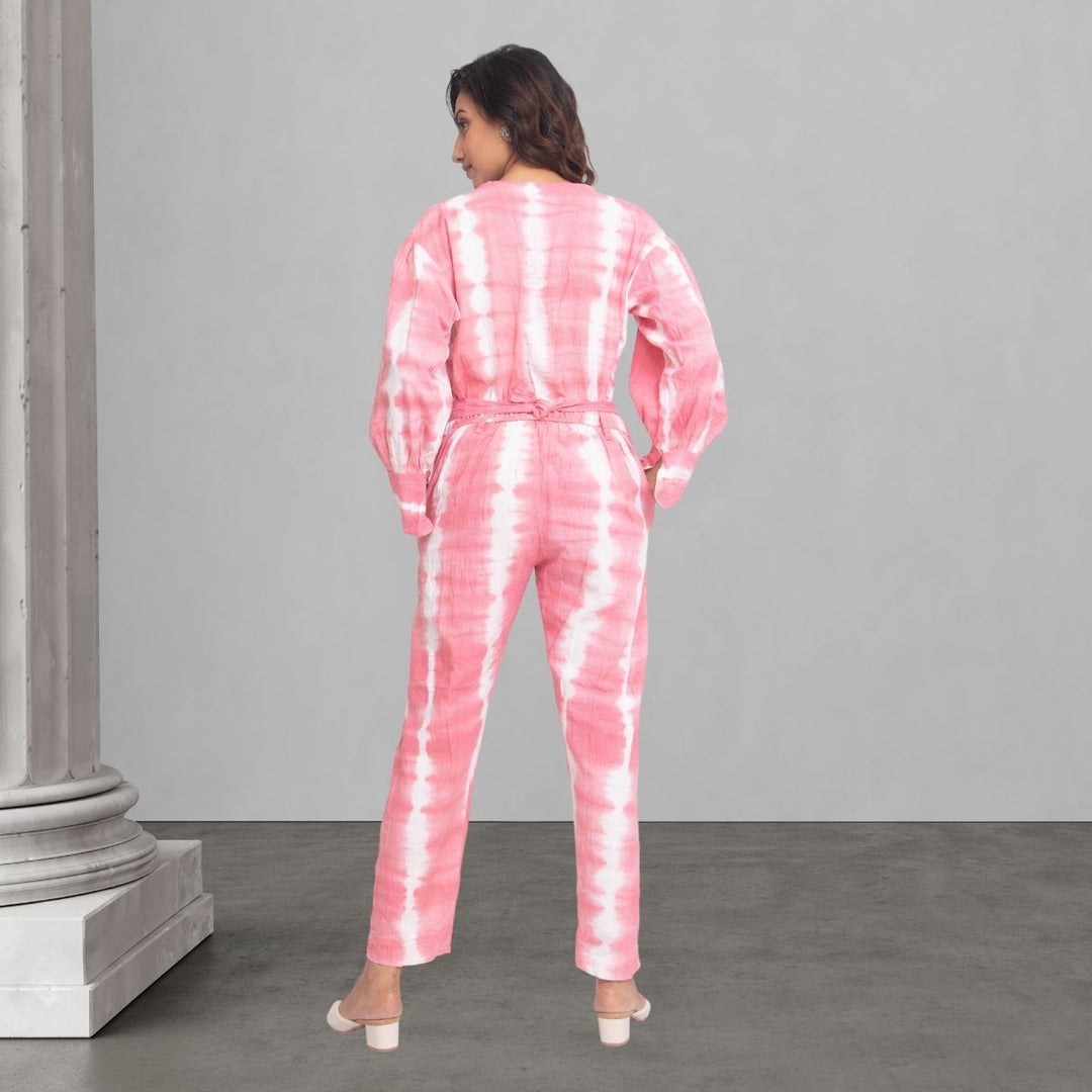 Tie Dye Jumpsuit for Women | Feminine Pink with Smart Construct | Craft Rich 