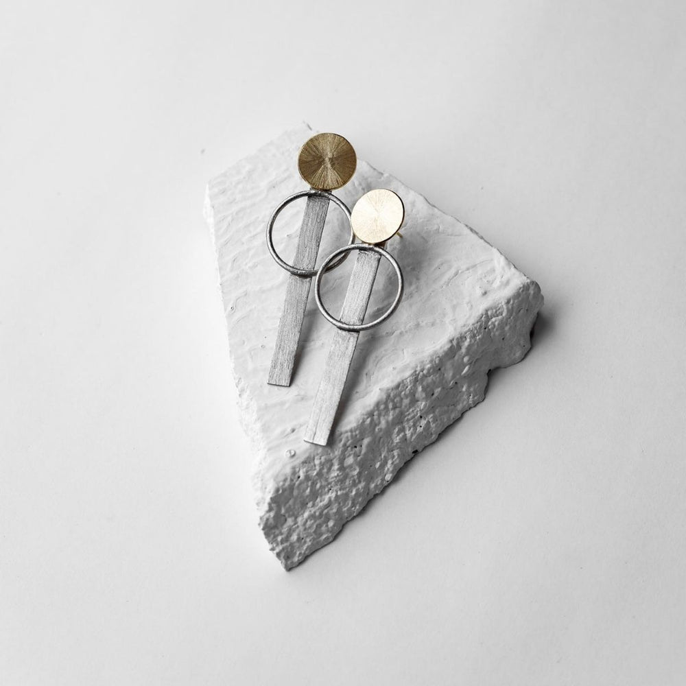 Button-Up | Dual Finish Brass Earrings | Sustainably Crafted | Aesthetic