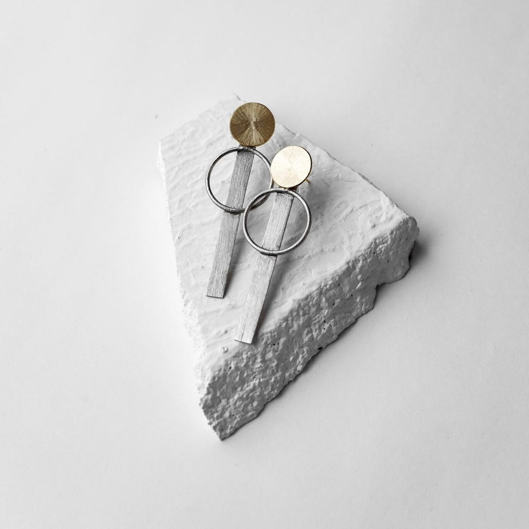 Dual Finish Brass Earrings For Women | Crafted With Smart and Minimalist Approach 