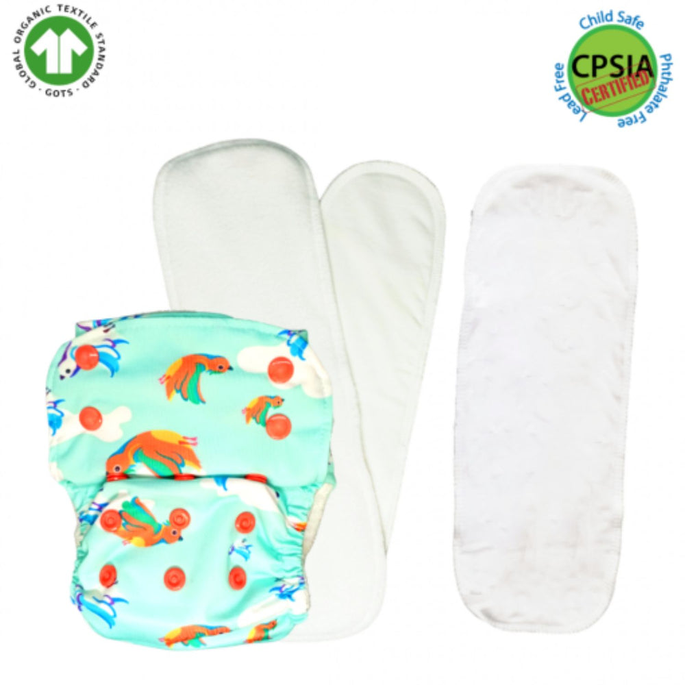 Fly High With Birdie Cloth Diaper With Organic Cotton Inserts And Power Booster